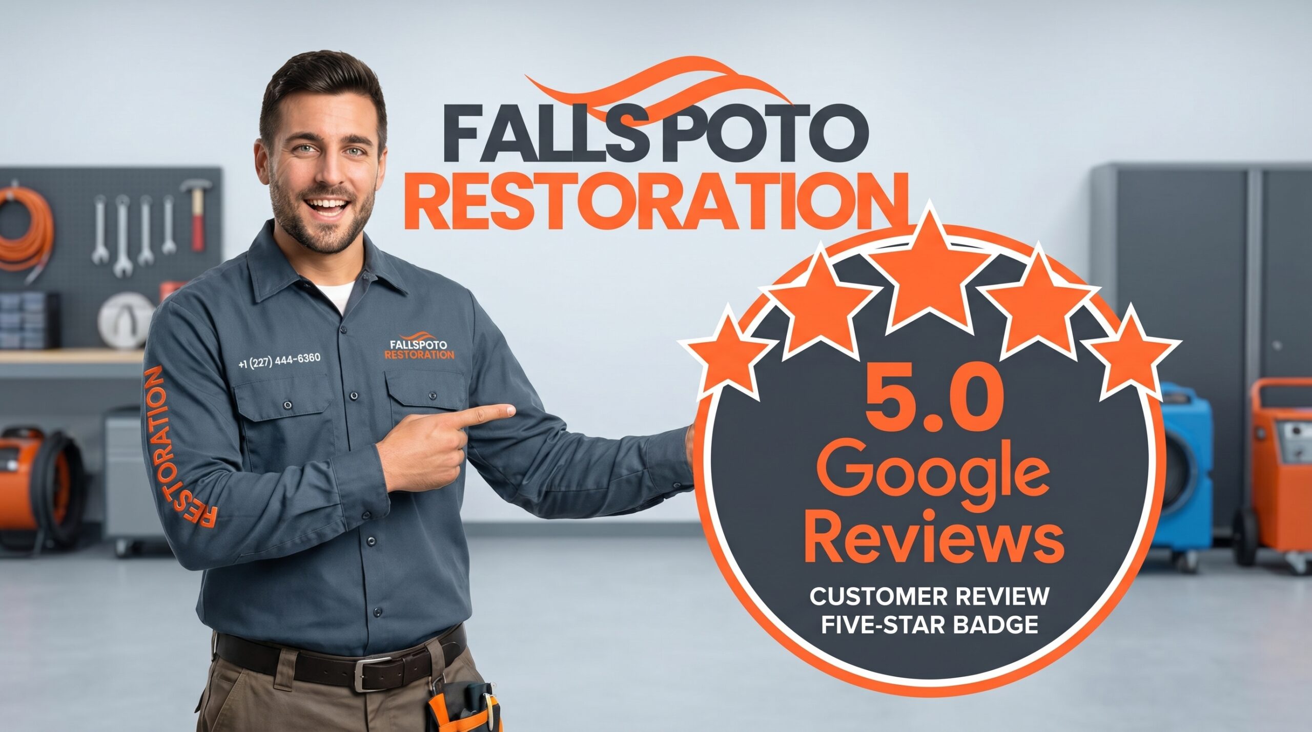 Falls Poto Restoration Google Reviews Badge - Top Rated Potomac MD